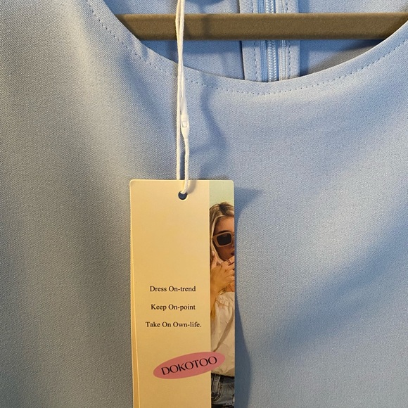 DOKOTOO Light Blue Polyester Romper NWT, Tiered Design Sleeveless with CHARM!! - Picture 3 of 4